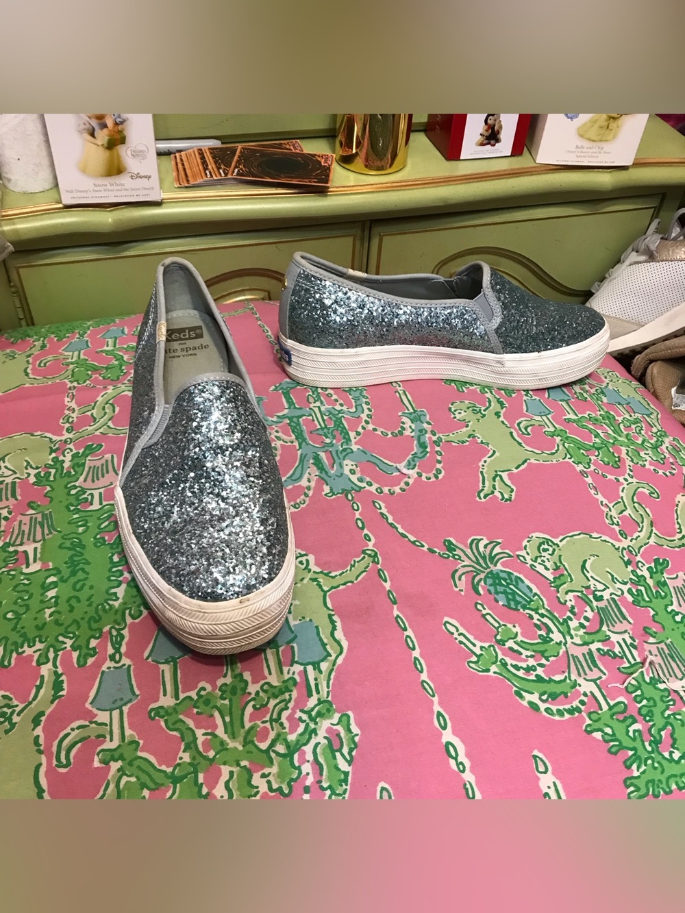 KEDS X Kate Spade NY Triple Decker Slip-On Sneaker | Blue Glitter | Size 9.5